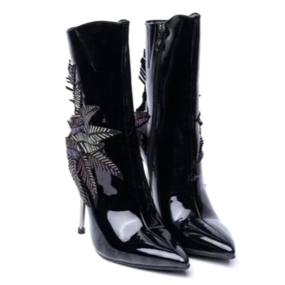 Azalea Wang Night Shift‎ Stiletto Bootie Black Size 10 - Picture 6 of 16